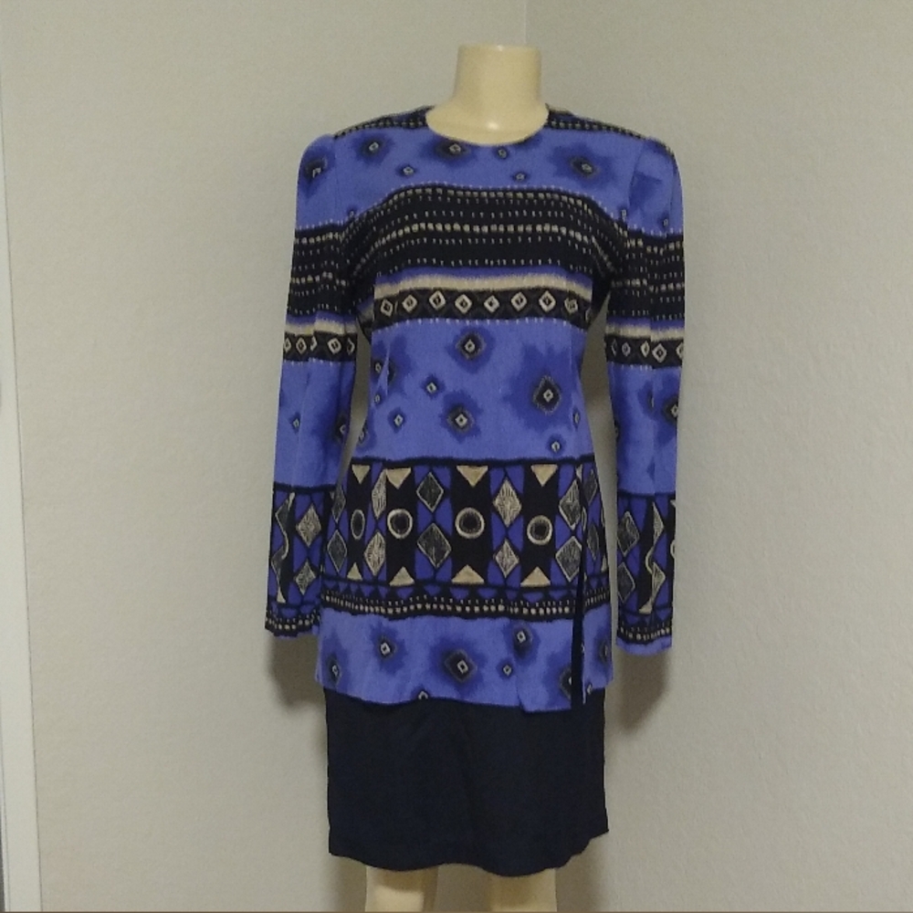 Multicolored K C Spencer 8 Long Sleeve Vintage Dress -- Final Price
